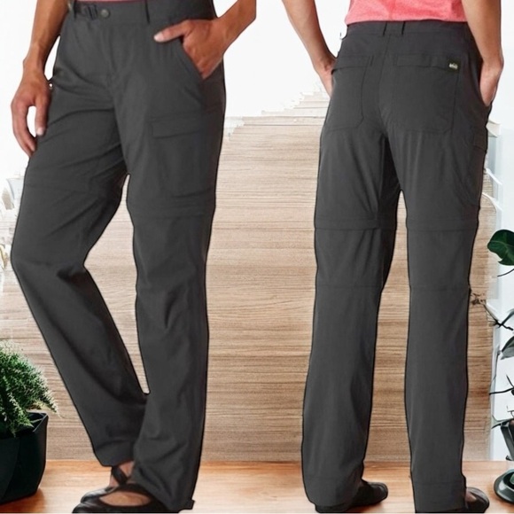 REI Co-op Charcoal Grey Convertible Pants Multipocketed Utility Outdoors Size 16 - Picture 1 of 11